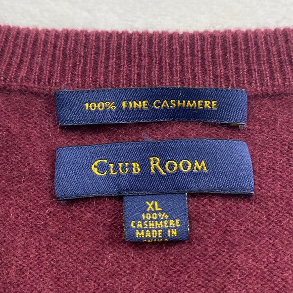 Club Room Fine Cashmere Knit V Neck Pullover Sweater Vest (Burgundy) - Picture 12 of 16